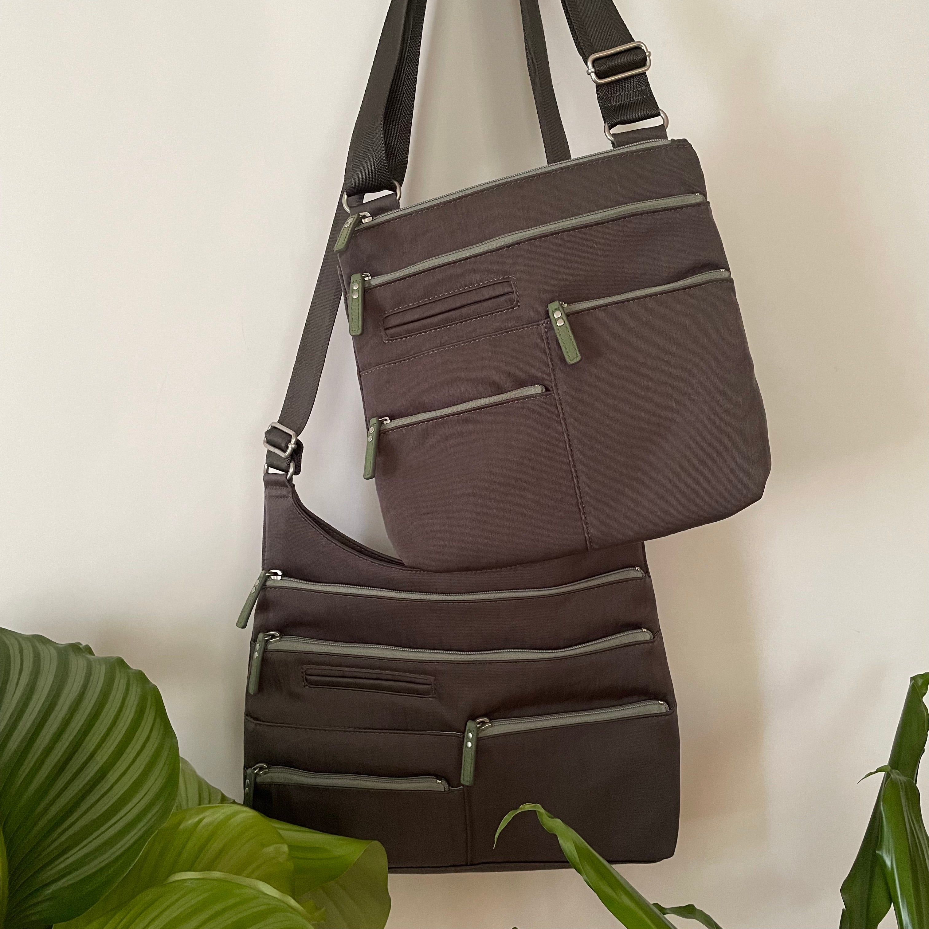 TEELA - Grey x Sage | Multi-Pocket Shoulder Bag | Medium